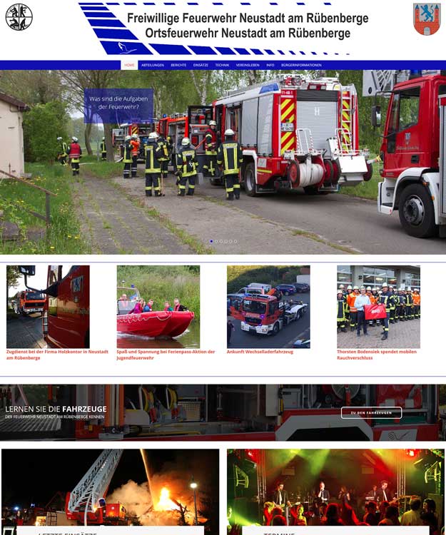Werbeagentur Neustadt am R&uuml;benberge - Webdesign Freiwillige Feuerwehr Homepage