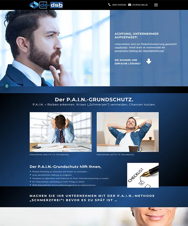 P.A.I.N.-Landingpage &ndash; de-dsb GmbH, Burgwedel