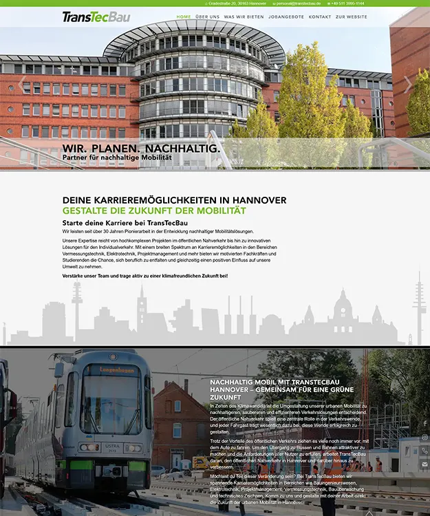 Jobwebsite f&uuml;r Stellenangebote in der Bauplanung